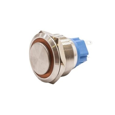 25B-G1-E 25mm Protruding Spring Illuminated Metal Button - Yellow - 1