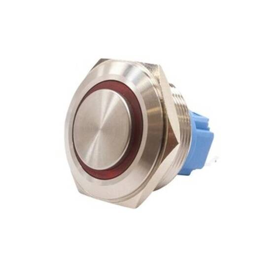 28B-G1-E 28mm Protruding Spring Illuminated Metal Button - Red - 1