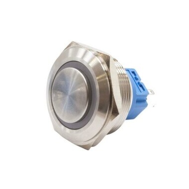 28B-G1-E 28mm Protruding Spring Illuminated Metal Button - White - 1