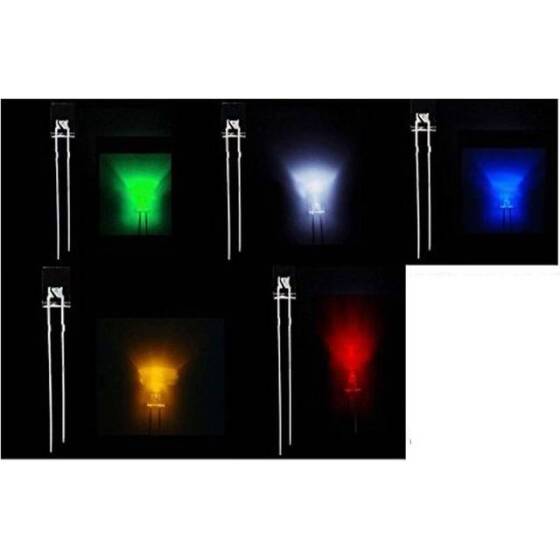 28mm Leg 257 Rectangular LED Water Clear Blue Use 3V 20mA - 1