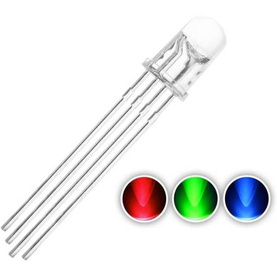30-40V 5mm Water Clear Ice Blue LED Indicator Light With 20cm Cable - 1
