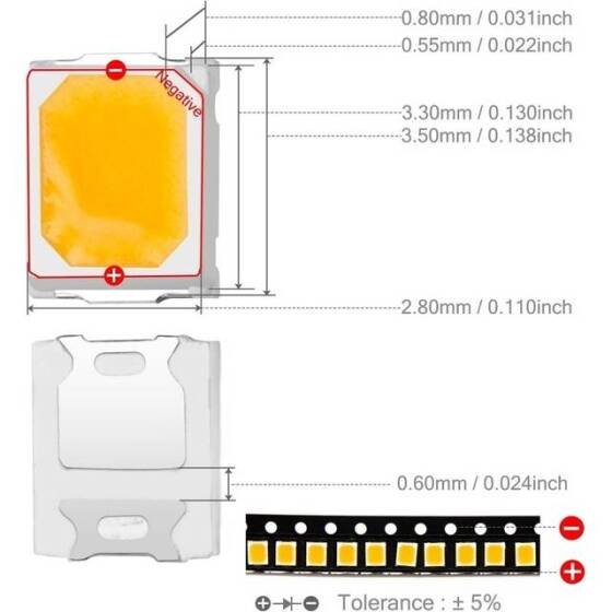 3014 0.2W SMD LED Warm White - 3