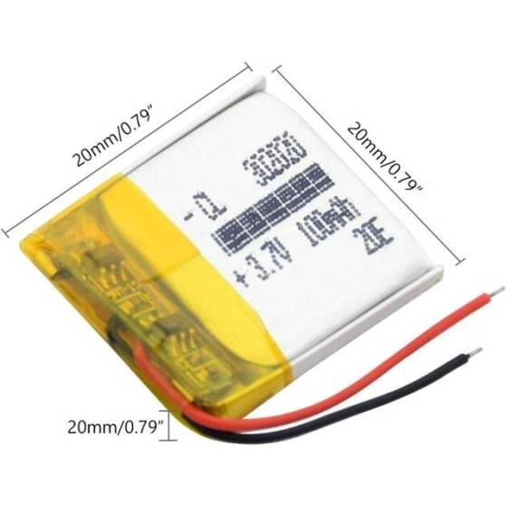 302020 100MAH 3.7V Lithium Rechargeable Battery Size: 20x20x3mm - 4