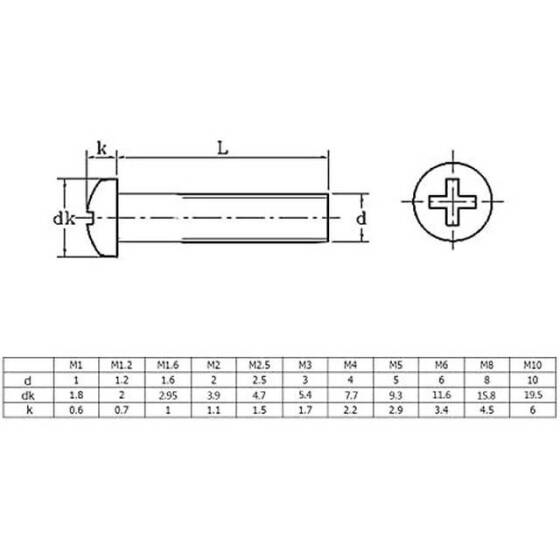 304 Stainless Steel Cross Recessed Pan Head Screw M3 12mm - 5