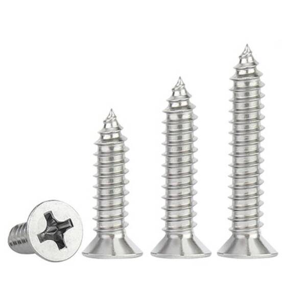 304 Stainless Steel Cross Recessed Countersunk Head Tapping Screws M1-0x5 - 1