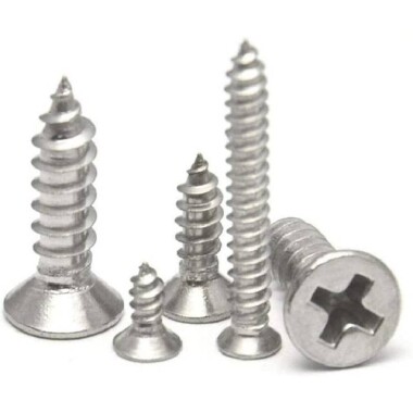 304 Stainless Steel Cross Recessed Countersunk Head Tapping Screws M1-4x4 - 1