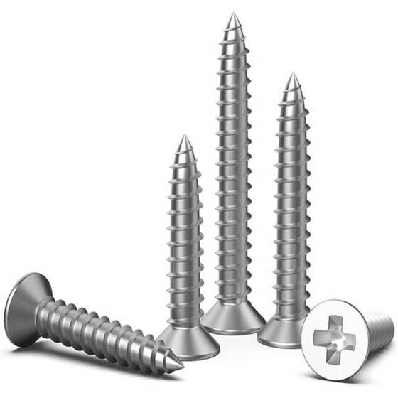 304 Stainless Steel Cross Recessed Countersunk Head Tapping Screws M3x35 - 1