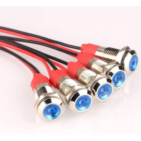 3V 8mm Water Clear Red LED Indicator Light With 20cm Cable - 1