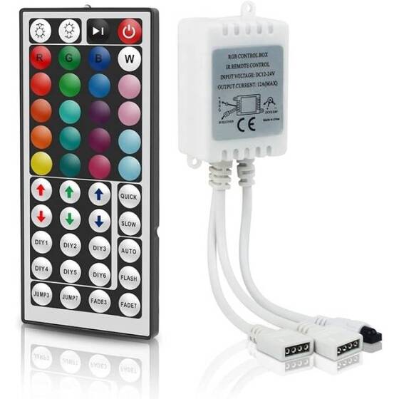 44 Key RGB LED Strip Control for 12V 5050 RGB LED Strip Standart Quality With Battery - 1