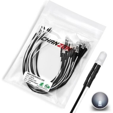 48-72V 5mm White LED Indicator Light With 20cm Cable - 1