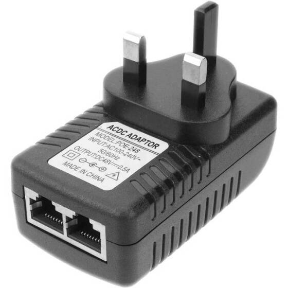 48V 0.5A 100M PoE Injector UK Plug - 1