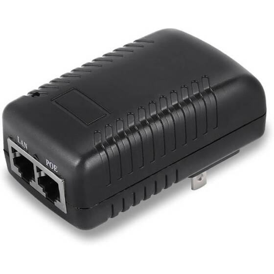 48V 0.5A 100M PoE Injector US Plug - Silver Network Port - 1