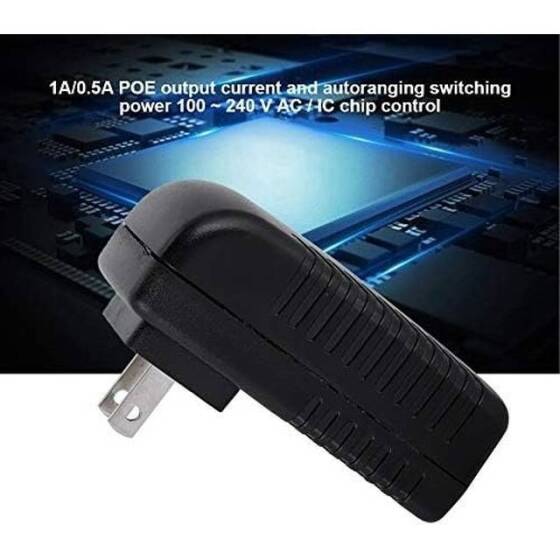 48V 0.5A 100M PoE Injector US Plug - Silver Network Port - 2