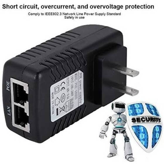 48V 0.5A 100M PoE Injector US Plug - Silver Network Port - 3