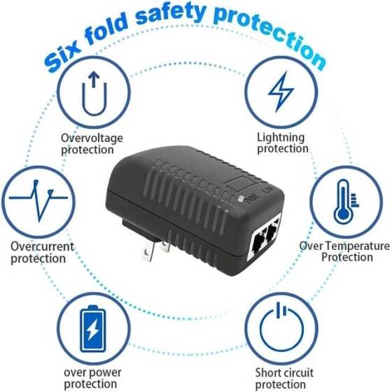 48V 0.5A 100M PoE Injector US Plug - 3