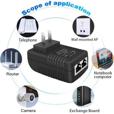 48V 0.5A 100M PoE Injector US Plug - 4