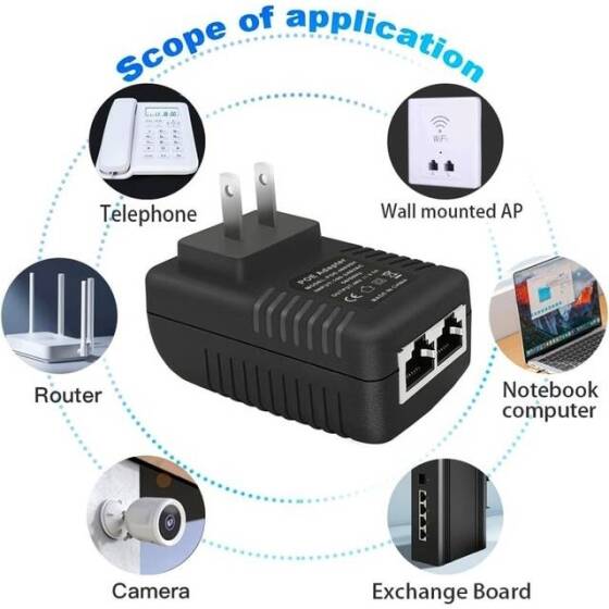 48V 0.5A 100M PoE Injector US Plug - 4