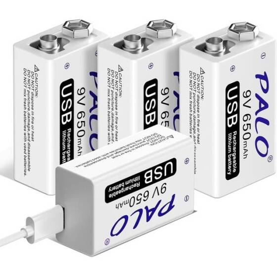4PCS 9V 650MAH Usb Rechargeable Lithium Battery With Usb Cable - 1