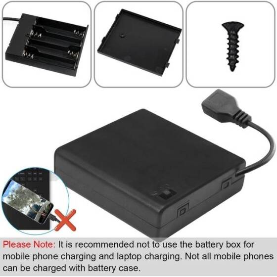 4x AA Battery Holder Box With Usb Plug With Switch And Cover - 2