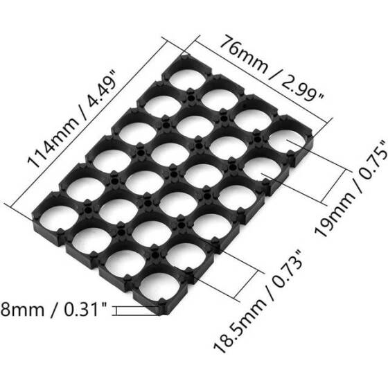 4x6 18650 Battery Holder With 18.5mm Bore Diameter - 4
