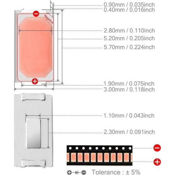 5730 (5630) 0.2W SMD LED Pink - 3