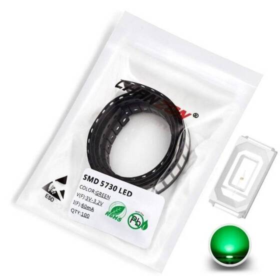 5730 (5630) 0.2W SMD LED Pure Green - 1