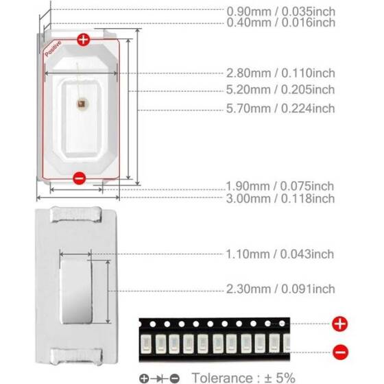 5730 (5630) 0.2W SMD LED Yellow - 2