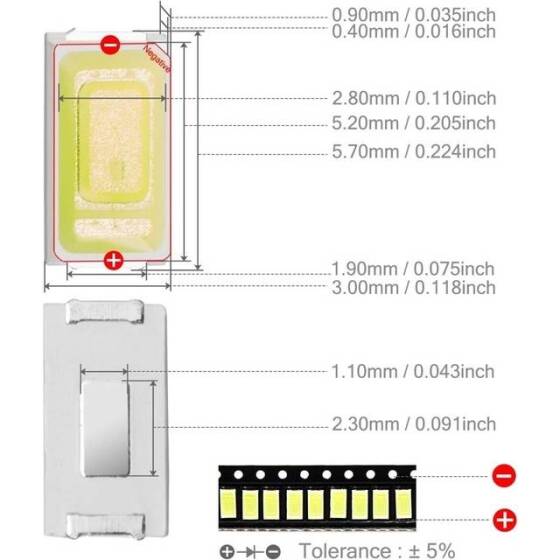 5730 (5630) 0.SMD 5W LED Natural White - 3