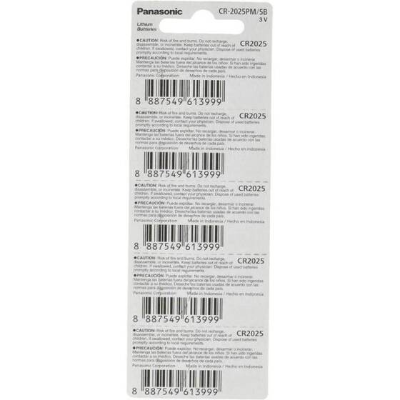 5PCS PANASONIC CR2025 3V Button Lithium Battery - 2