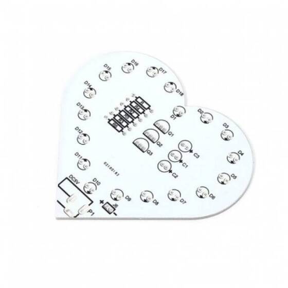 5V USB DIY Colorful Led Kit Heart Shape Light Control Kit White PCB+USB Cable - 1