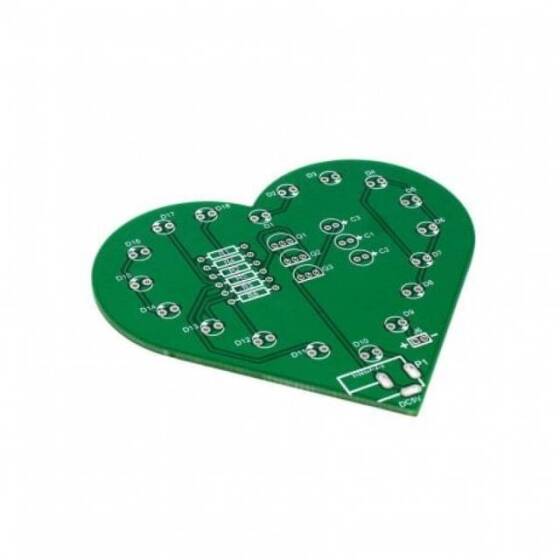 5V USB DIY Colorful Led Kit Heart Shape Light Control Kit Green PCB+3xAA Battery Box - Without Battery - 1