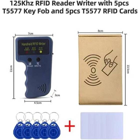 5YOA Handheld 125KHz T5577 CET5200 EM4305 RFID ID Card Key Copier/ Writer/ Tag Reader/DuplicaTor Machine Without Battery Size:71x117x31mm - 2