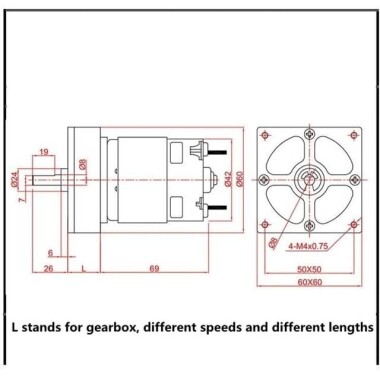60GA775 DC12V 50RPM DC Reduction Motor - 3