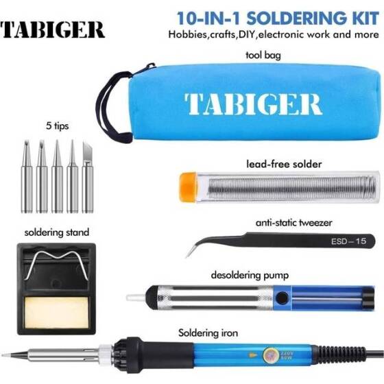 60W Adjustable Temperature Soldering Iron With 5pcs Soldering Tips UK Plug High Quality - 2