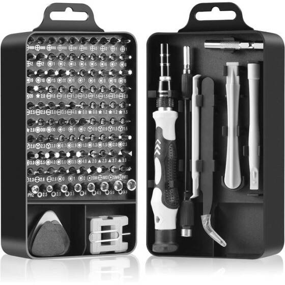 Black 115 in 1 Multi-Purpose Screwdriver Set - Plastic Box - 1
