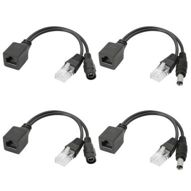 Black 12V PoE Injector Adapter Cable DC Female Plug - 1