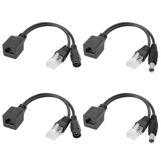 Black 12V PoE Injector Adapter Cable DC Female Plug - 1