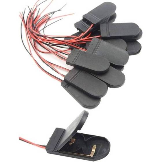 Black 2x Button Battery Case With Wire And Toggle Switch CR2032 - 1