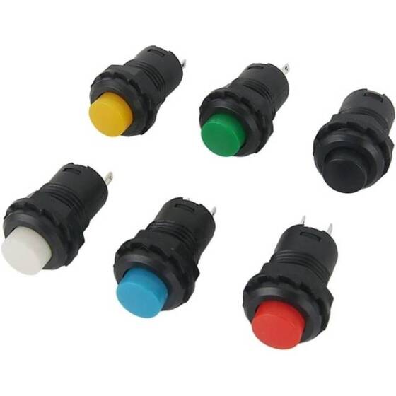 Black DS-428 12mm 2 PIN Self-Locking On-Off Push Button Switch - 3