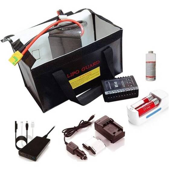 Black Lithium Battery Explosion-Proof Bag/Protection Bag Size: 260x130x150mm - 5