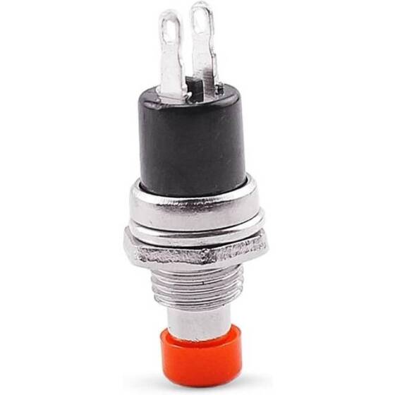 Black PBS-110 2 PIN 7mm Thread Momentary Self-Reset Push Button Switch - Press On-NO - 5