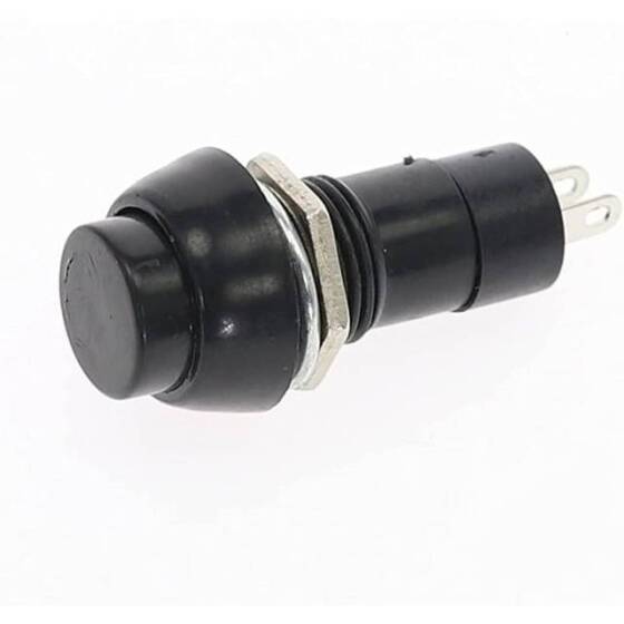 Black PBS-11B 12mm 2 PIN Momentary Self-Reset Round Plastic Push Button Switch - 1