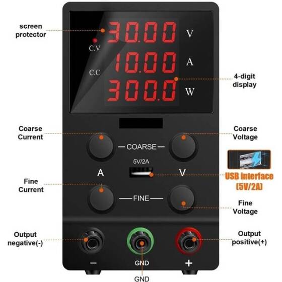 Black SPS1203 120V3A Vertical Digital Tube DC Adjustable RegulaTor Power Supply With Cable 220V EU Plug - 3