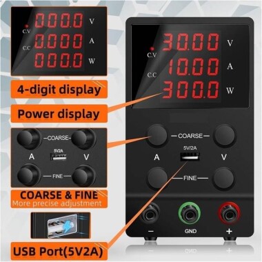 Black SPS305 30V5A Vertical Digital Tube DC Adjustable RegulaTor Power Supply With Cable 110V US Plug - 4