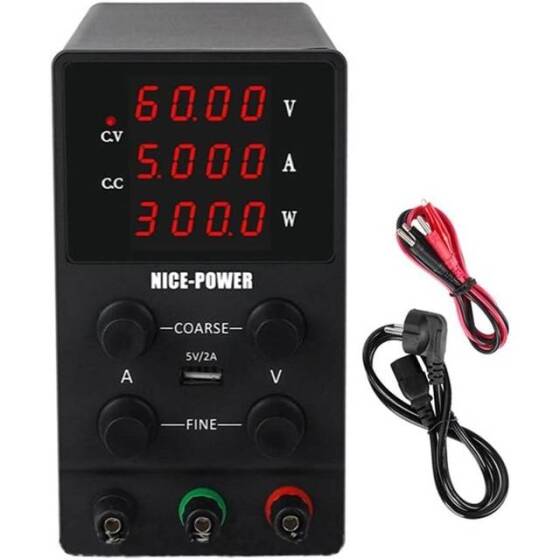 Black SPS605 60V5A Vertical Digital Tube DC Adjustable RegulaTor Power Supply With Cable 220V EU Plug - 2