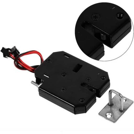 Black XG-07C DC24V 1A Small Locker Electromagnetic Lock Four Wire With Feedback - 4