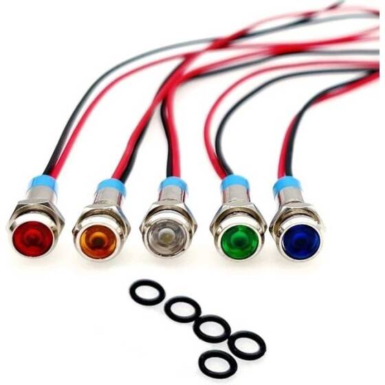 Blue 220V 6mm LED Metal Indicator Light With 15cm Cable - 1