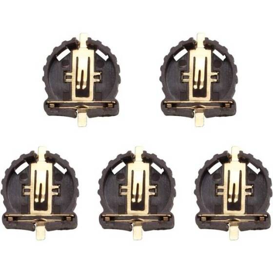 Brown CR1220 Button Battery Patch Holder Golden Color Pin - 1