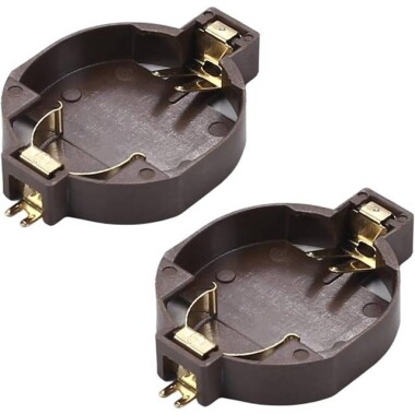 Brown CR2032-BS-10 Button Battery Patch Holder Golden Color Pin - 1