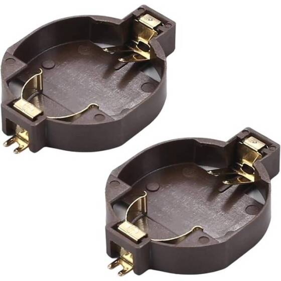 Brown CR2032-BS-10 Button Battery Patch Holder Golden Color Pin - 1